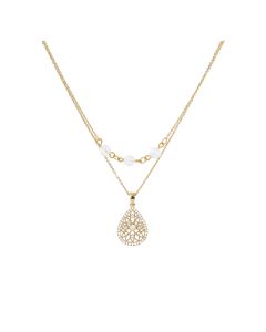 Collar Doble Gota con ZIRC. y 3 Perlas