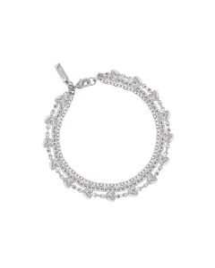 Pulsera Acabado Rodio con Cadena de Corazones