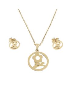 JGO.COLLAR y Aretes Flor Redondo