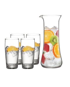 Juego 5PZAS 1GARRAFA 1LT 4VASOS de 295ML