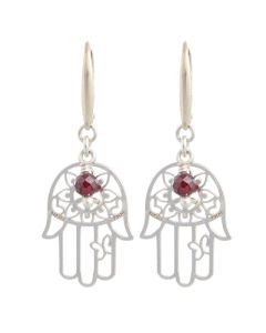 Aretes Zen Mano con PIEDRA Granate