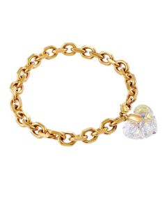 Pulsera con CADENA GRUESA,CORAZÓN Facetado