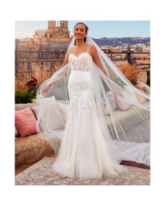 Vestido Estilo Sirena Tul con Encaje