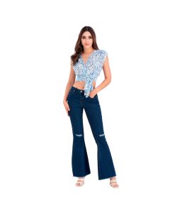 Blusa Estampada Flor con Delineado