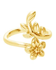 Anillo Cruzado Flor con Hojas