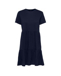 Vestido Peplum Manga Corta Unicolor