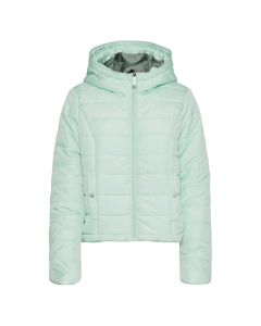 Chamarra Puffer Unicolor con Cuello Alto y Capucha