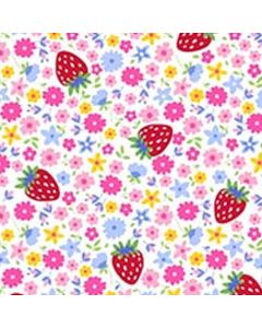 Tela Fresas con Flores