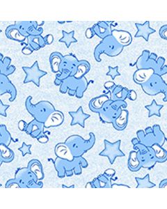 Tela Elefantes y Estrellas Azules