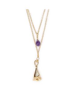 Dije Doble Jacaranda Dorado con Piedra