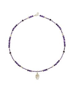 Collar Mano Zen con Amatista Dorado