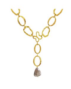 Collar Eslabones Mariposa con Piedras Dorado