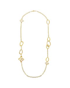 Collar Eslabones Mariposa Largo Dorado