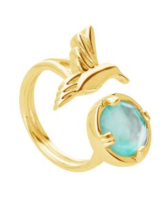 Anillo Colibrí con Madreperla Verde CH Dorado