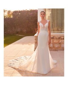 Vestido Estilo Sirena CREPE,ENCAJE,TUL y Glitter