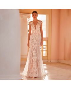 Vestido Estilo Sirena TUL, Encaje y Pedrería