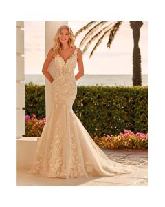 Vestido Estilo Sirena TUL, Encaje y Pedrería