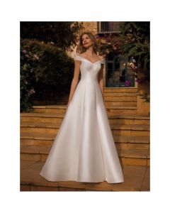 Vestido Corte a MIKADO, Tul y Pedrería