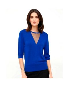 S / S Mesh V Crewneck Top