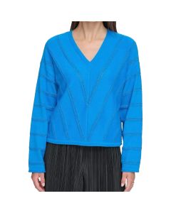 L / S V NK Pointelle CHVRN Top