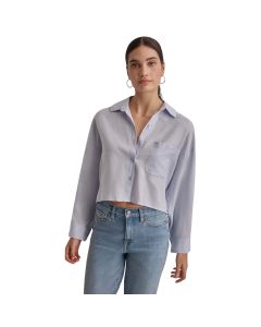 Blusa Oversize Cropped Long Sleeve Button Front