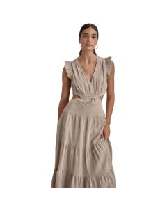 Vestido Tiered V-NECK Cutout Dress W / Ruffle