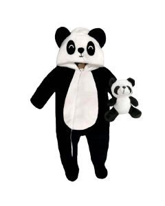 Mameluco con Gorro BORD. Kiss Panda con PELUCHE