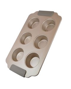 Molde para 6 Muffins CHAMPAGNE(30.5X18X2.7)con TEFLO
