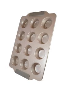 Molde para 12 Muffins Champagne 38.5X26X2.8 con TEFL
