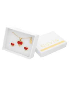 Collar y Aretes Esmalte Rojo