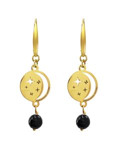Aretes Luna con Ágata Dorado