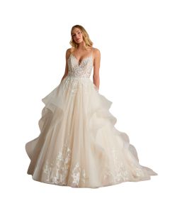 Vestido de Novia Corte Princesa Encaje y Pedrería