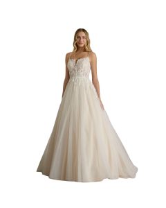 Vestido de Novia Corte Princesa Encaje y Pedrería