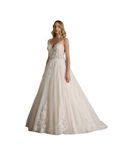 Vestido de Novia Corte Princesa Encaje y Pedrería