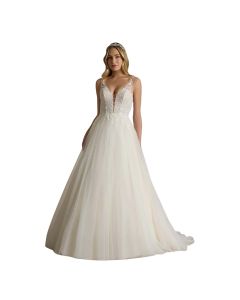 Vestido de Novia Corte Princesa Encaje y Pedrería