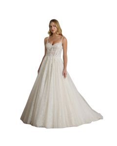Vestido de Novia Corte Princesa Encaje y Pedrería