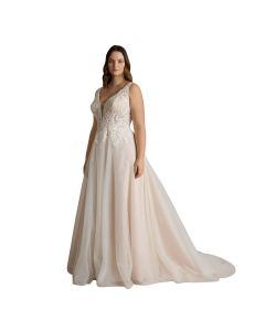 Vestido de Novia Corte Princesa TUL / ENCAJE / PEDRERI