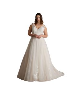 Vestido de Novia Corte Princesa Encaje y Pedrería