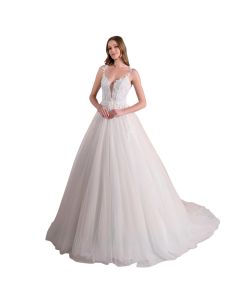 Vestido de Novia Corte Princesa Encaje y Pedrería