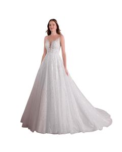 Vestido de Novia Corte Princesa Encaje y Pedrería