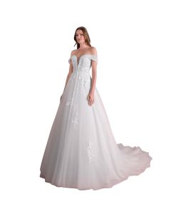 Vestido de Novia Corte Princesa Encaje y Pedrería