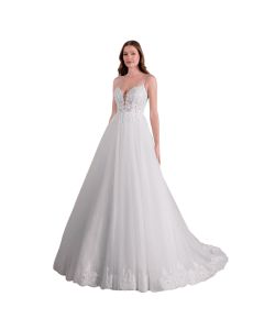Vestido de Novia Corte Princesa Encaje y Pedrería