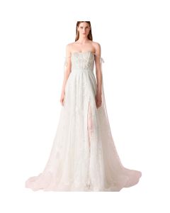 Vestido de Novia Corte a TUL, Encaje y Pedrería