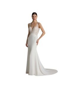 Vestido de Novia Corte Sirena Encaje y Pedrería
