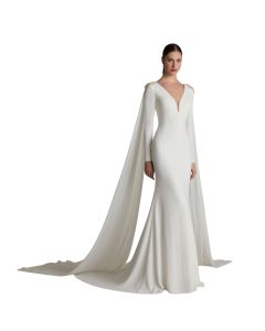 Vestido de Novia Corte Sirena Crepe y Pedrería