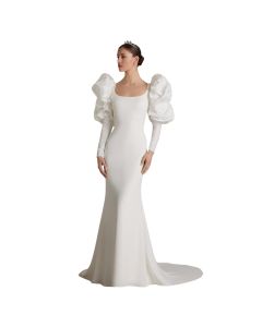 Vestido de Novia Corte Sirena Crepe y Jacquard