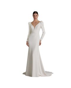 Vestido de Novia Corte Sirena Crepe y Pedrería