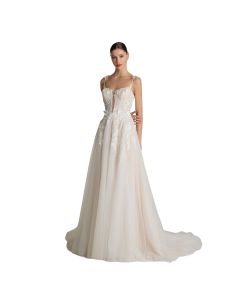 Vestido de Novia Corte a Encaje y Pedrería