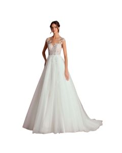 Vestido de Novia Corte Princesa Encaje y Pedrería