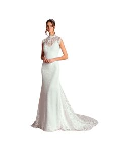 Vestido Novia Corte Sirena Crepe y Encaje